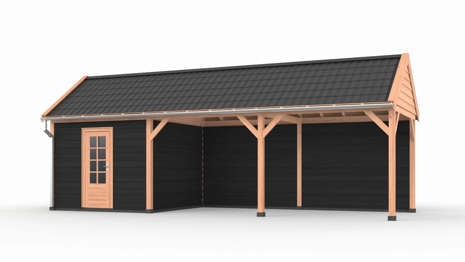 Douglas overkapping zadeldak, 900 x 300, met schuur en achterwand, Westwood DIY - Afbeelding 3